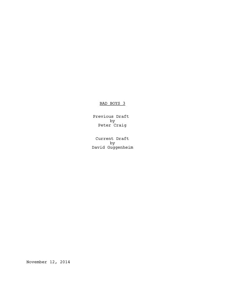 Bad Boys for Life screenplay first page