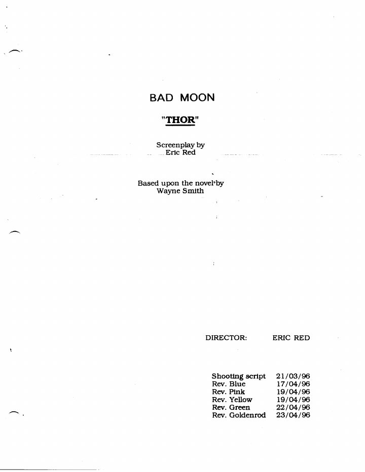 Bad Moon screenplay first page