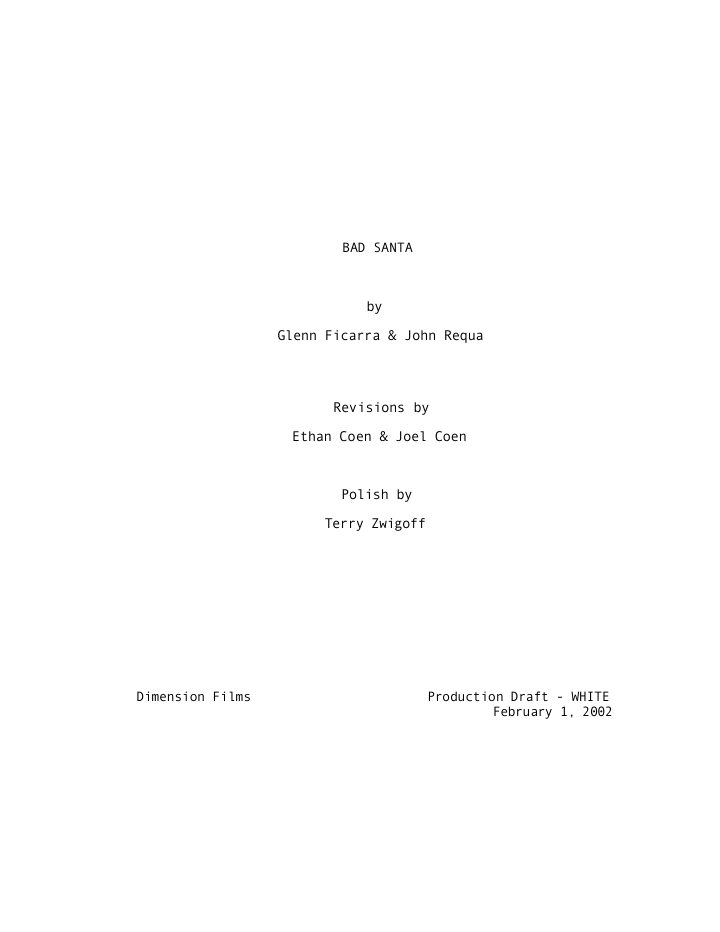 Bad Santa screenplay first page