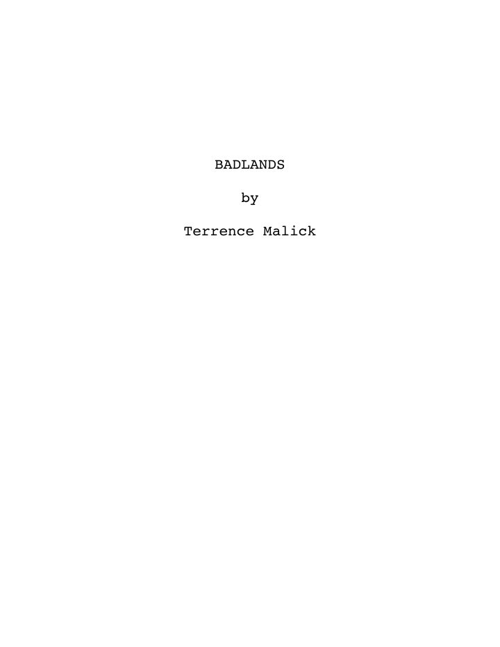 Badlands screenplay first page