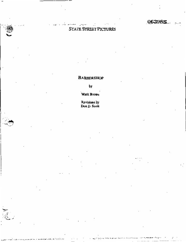 Barbershop screenplay first page
