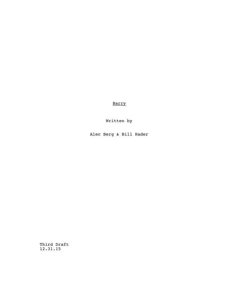 Barry: 101: Chapter One: Make Your Mark screenplay first page