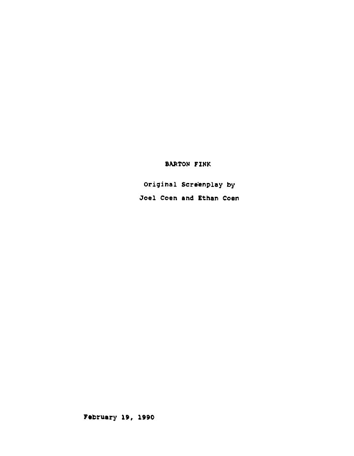 Barton Fink screenplay first page