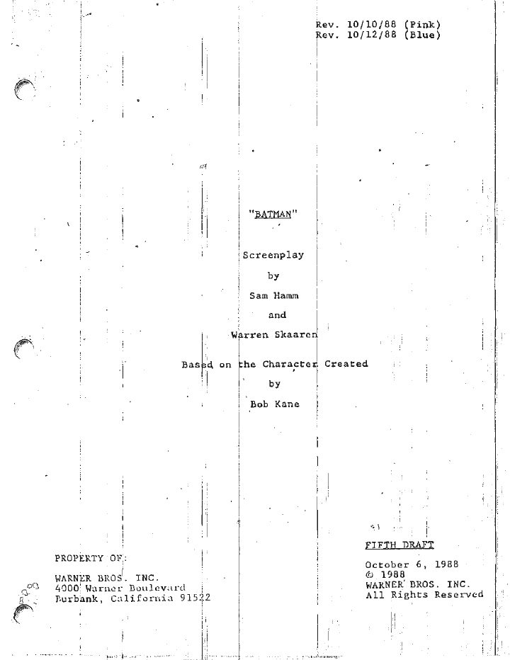 Batman screenplay first page