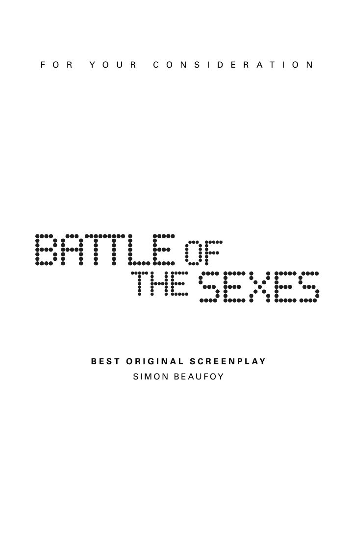 Battle of the Sexes screenplay first page