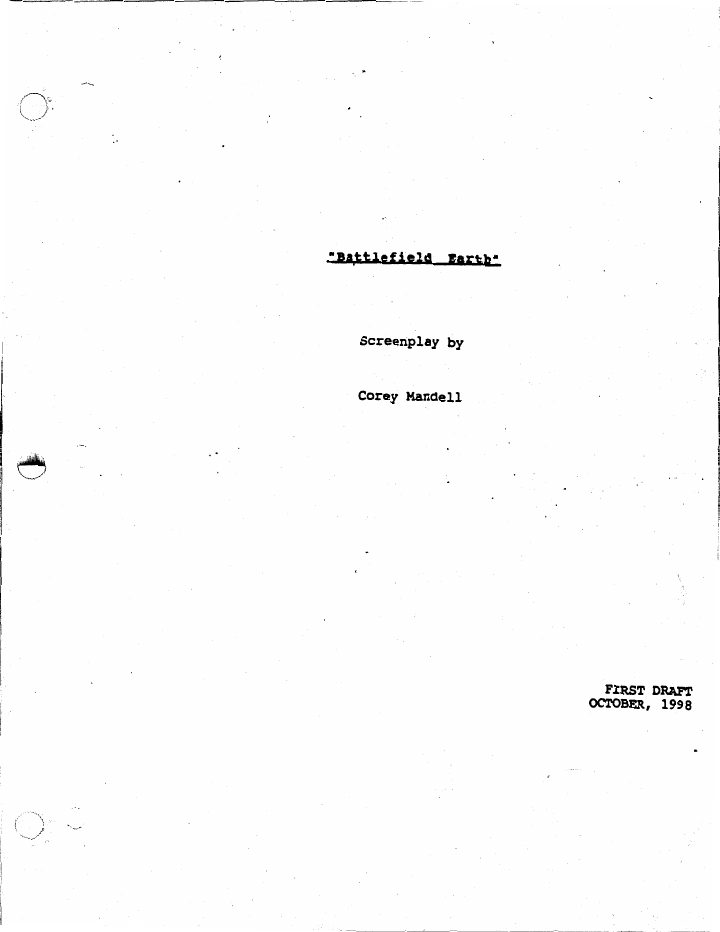 Battlefield Earth screenplay first page