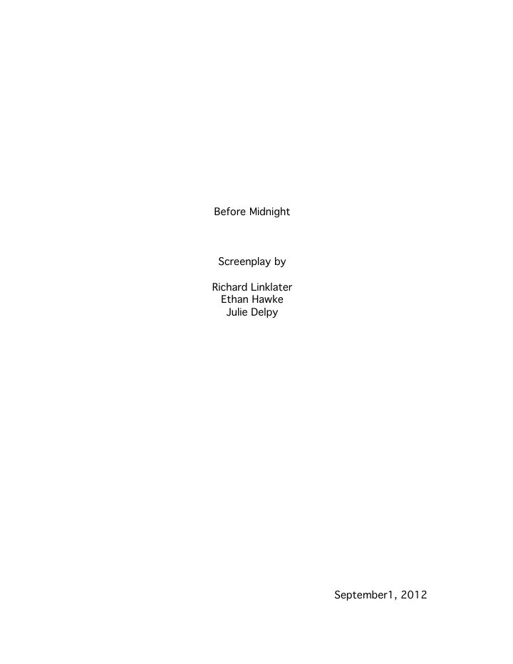 Before Midnight screenplay first page