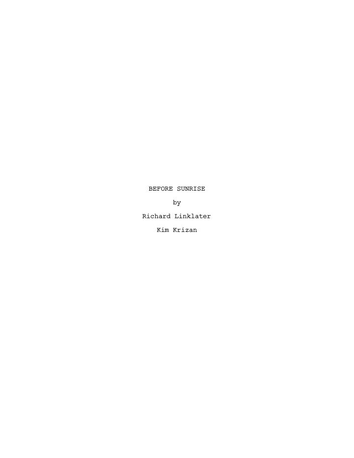 Before Sunrise screenplay first page