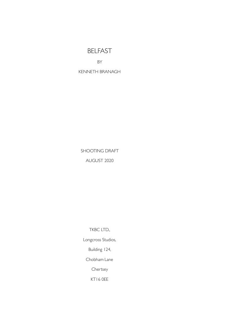 Belfast screenplay first page