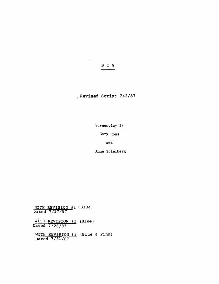 Big screenplay first page