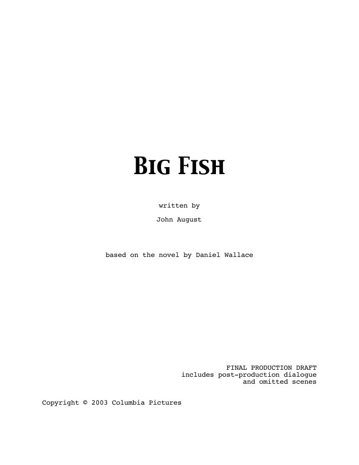 Big Fish screenplay first page