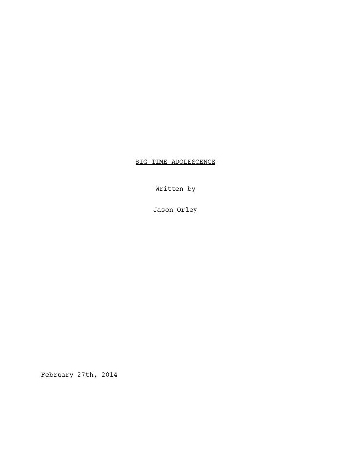 Big Time Adolescence screenplay first page