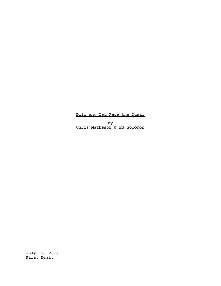 Bill & Ted Face the Music screenplay first page
