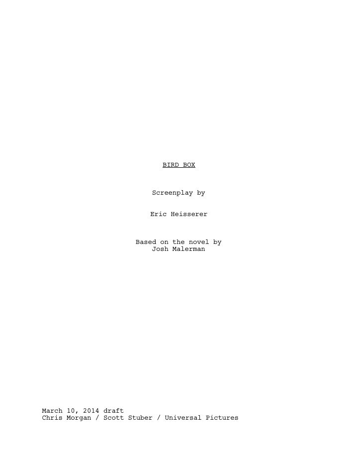 Bird Box screenplay first page