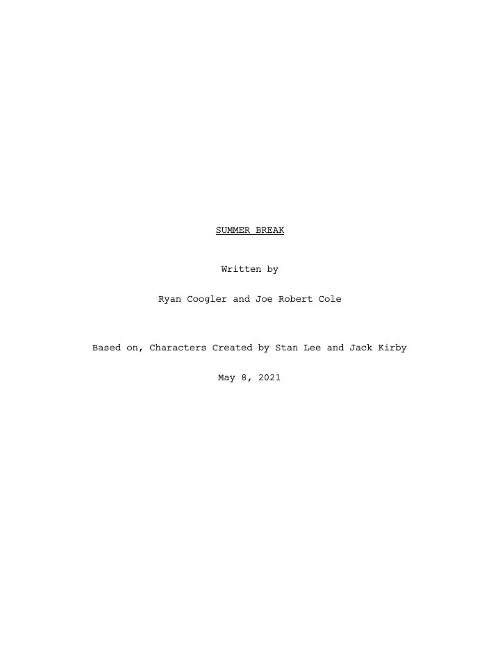 Black Panther: Wakanda Forever screenplay first page
