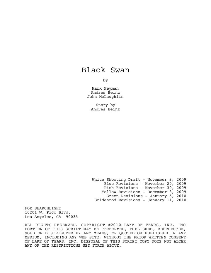 Black Swan screenplay first page