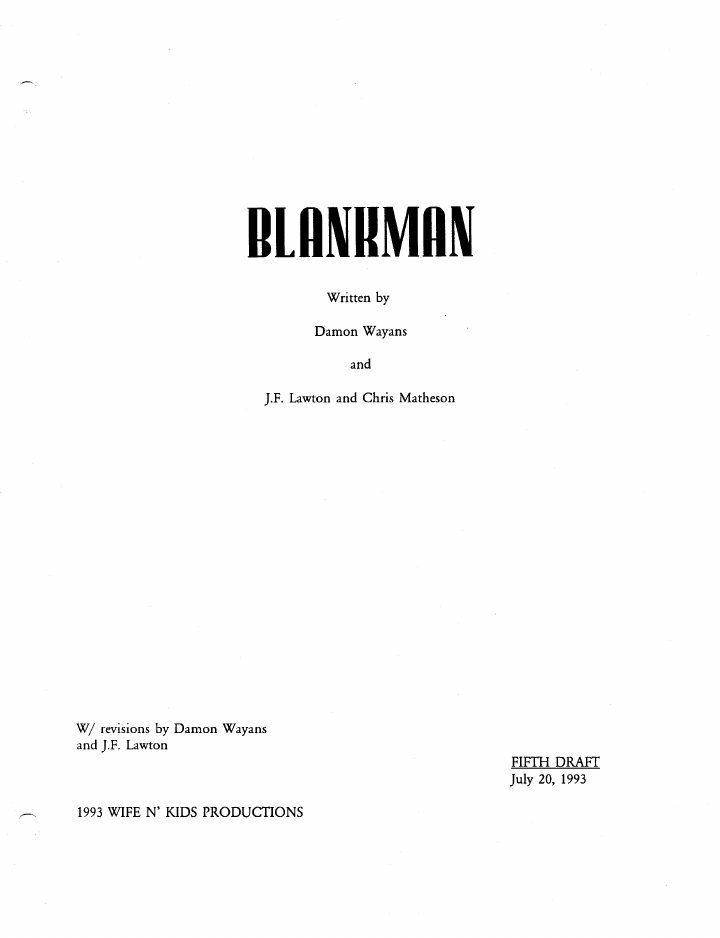 Blankman screenplay first page