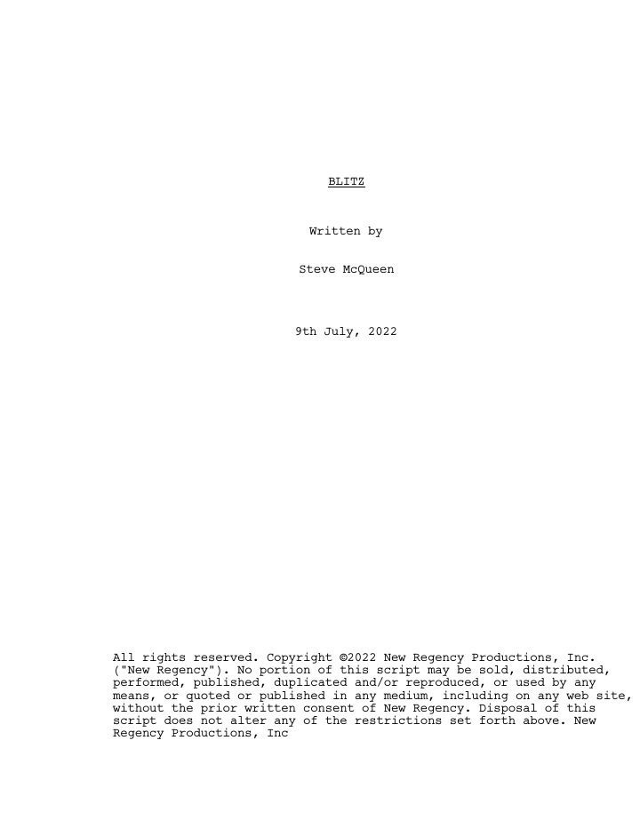 Blitz screenplay first page