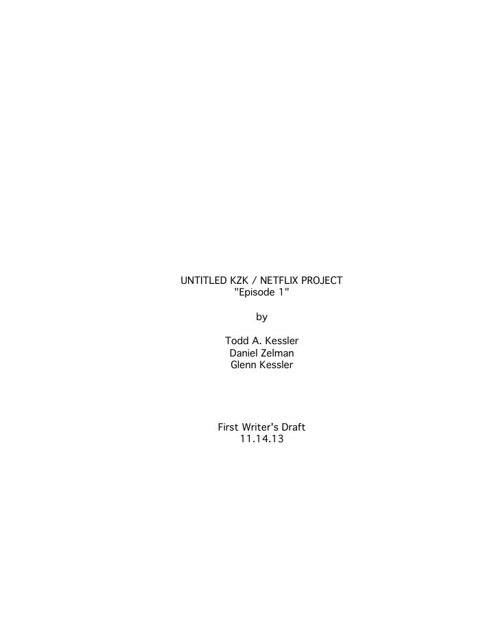 Bloodline: 101: Part 1 screenplay first page