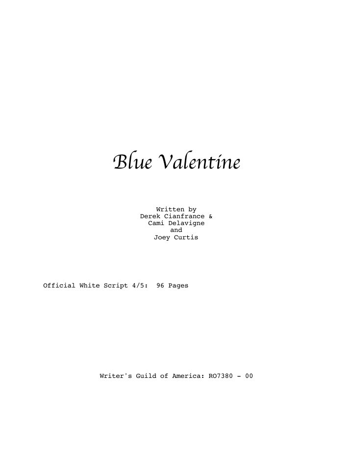 Blue Valentine screenplay first page