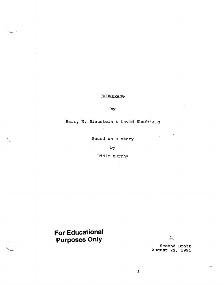 Boomerang screenplay first page