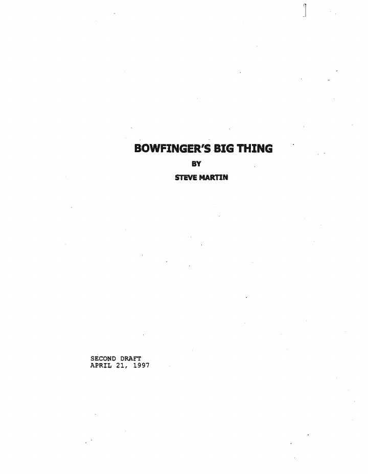 Bowfinger screenplay first page