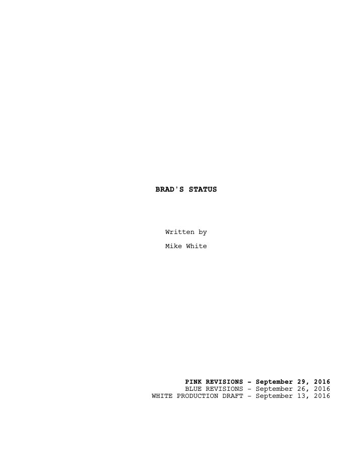 Brad's Status screenplay first page