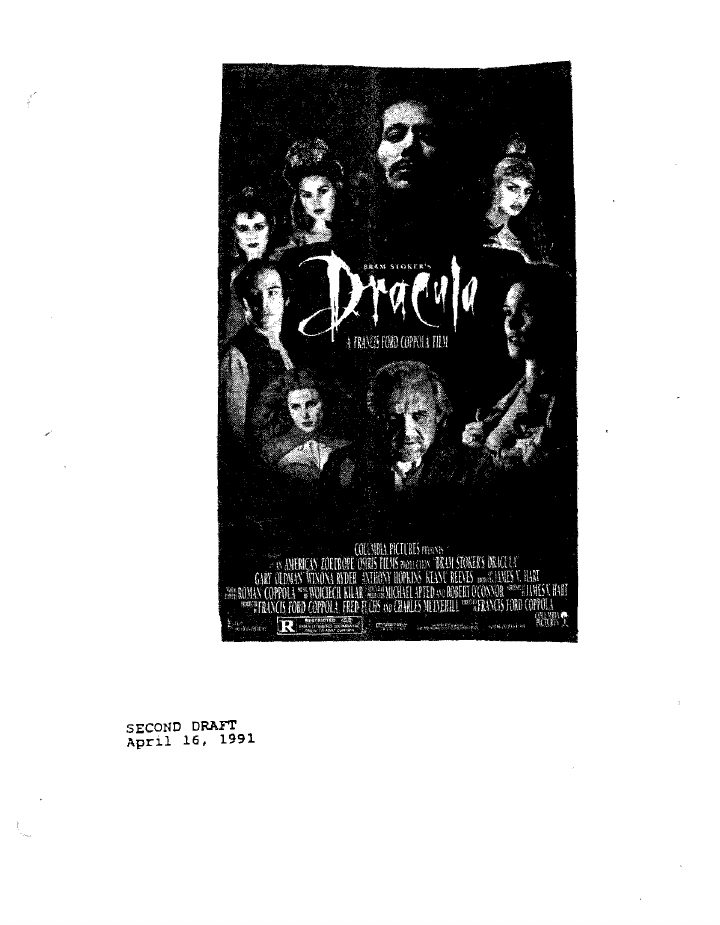 Bram Stoker's Dracula screenplay first page