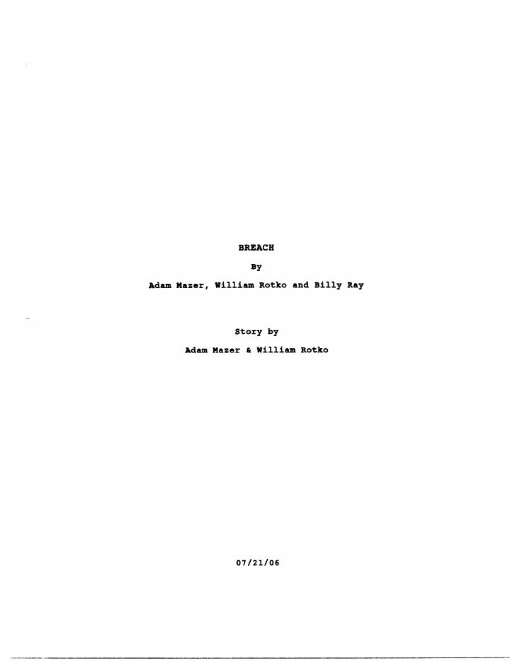 Breach screenplay first page