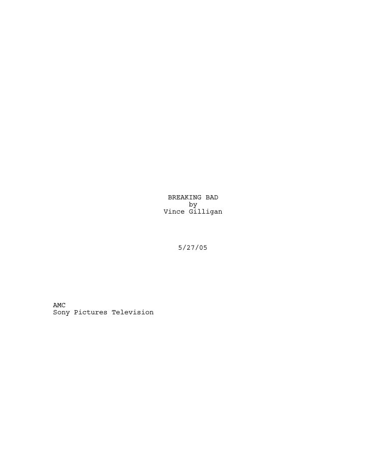 Breaking Bad: 101: Pilot screenplay first page