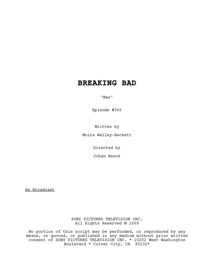 Breaking Bad: 305: Mas screenplay first page
