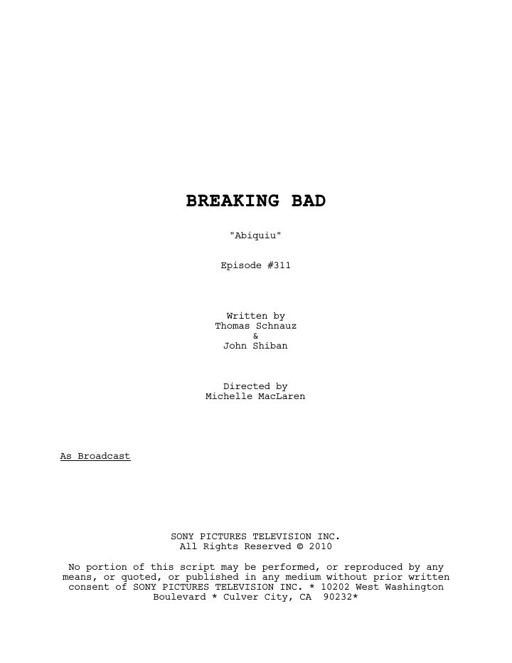Breaking Bad: 311: Abiquiu screenplay first page