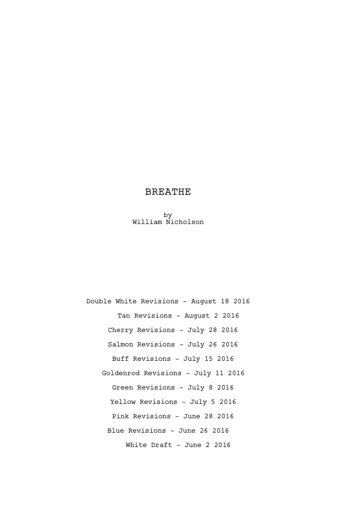 Breathe screenplay first page