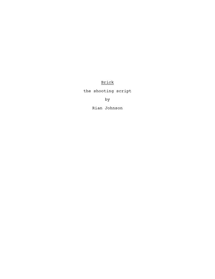 Brick screenplay first page