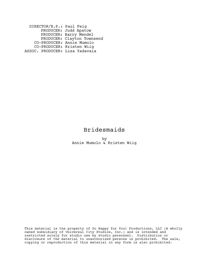 Bridesmaids screenplay first page