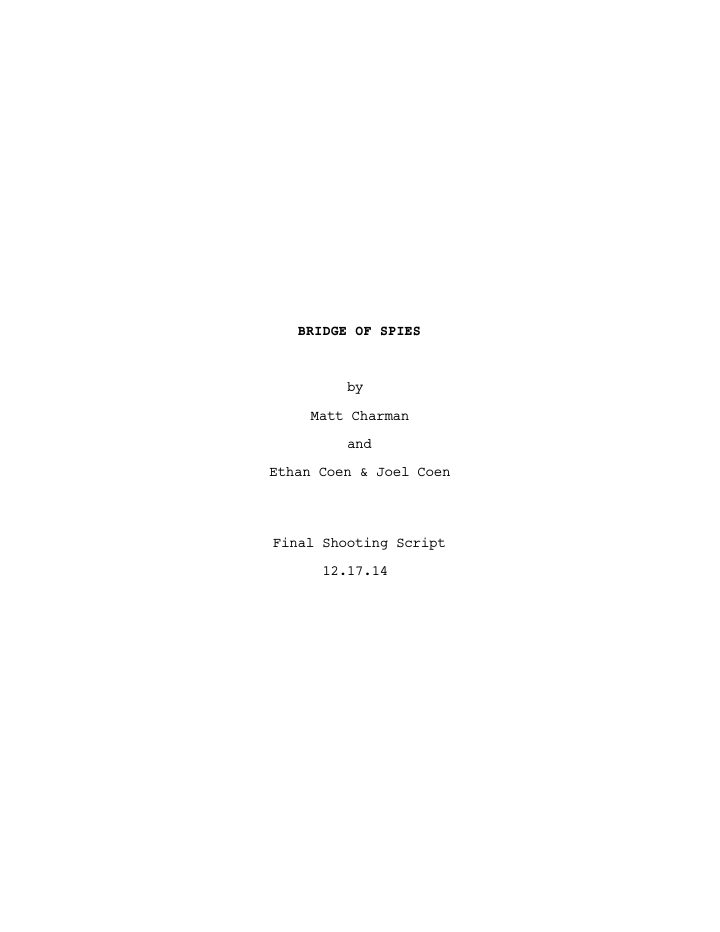 Bridge of Spies screenplay first page