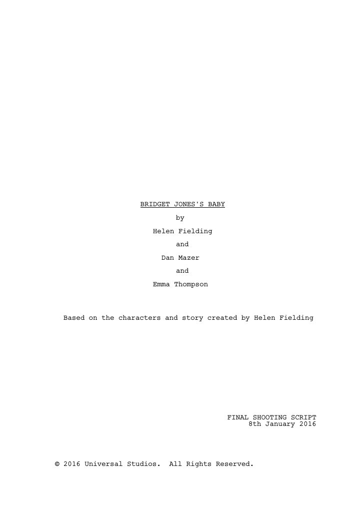 Bridget Jones's Baby screenplay first page