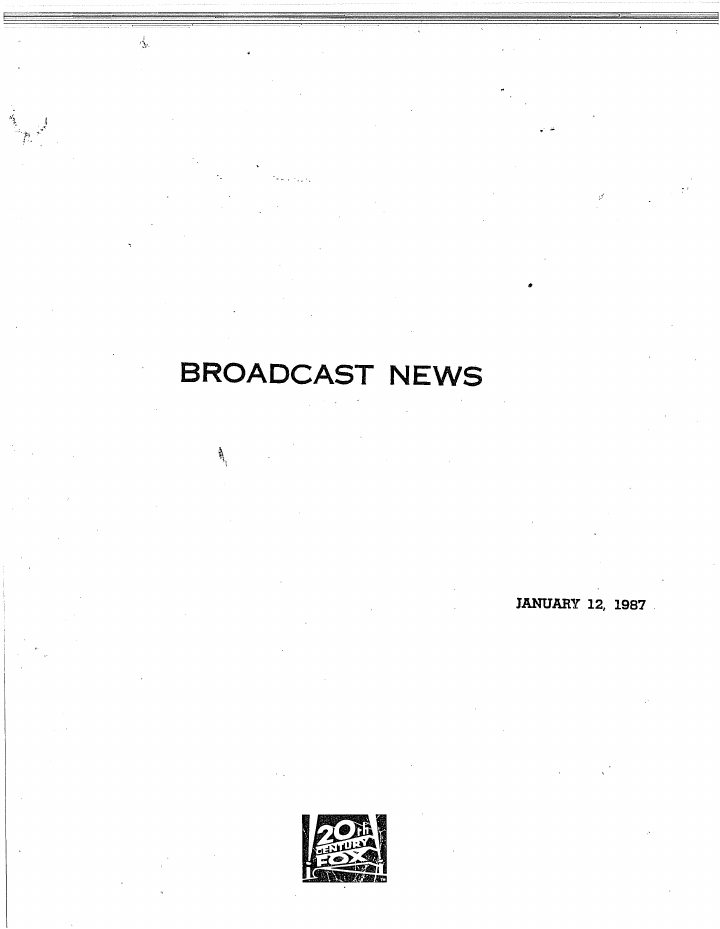 Broadcast News screenplay first page