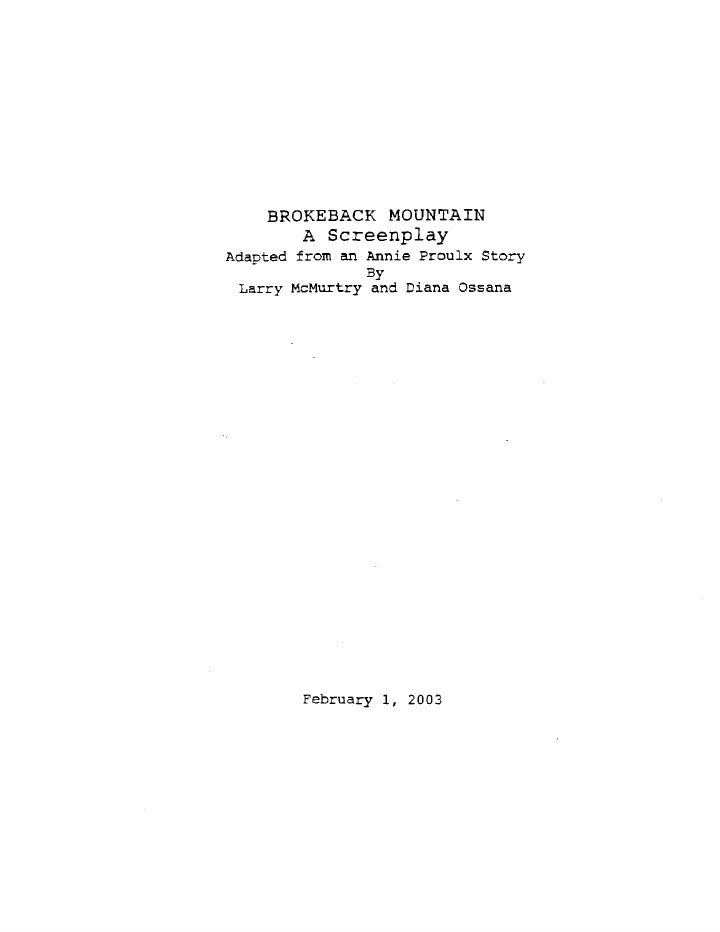 Brokeback Mountain screenplay first page