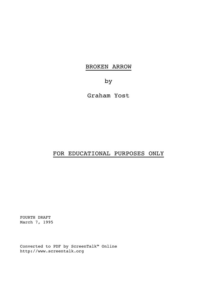 Broken Arrow screenplay first page