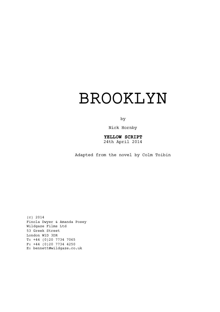 Brooklyn screenplay first page