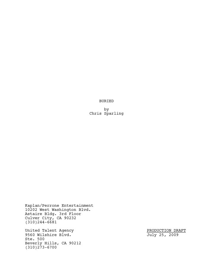 Buried screenplay first page