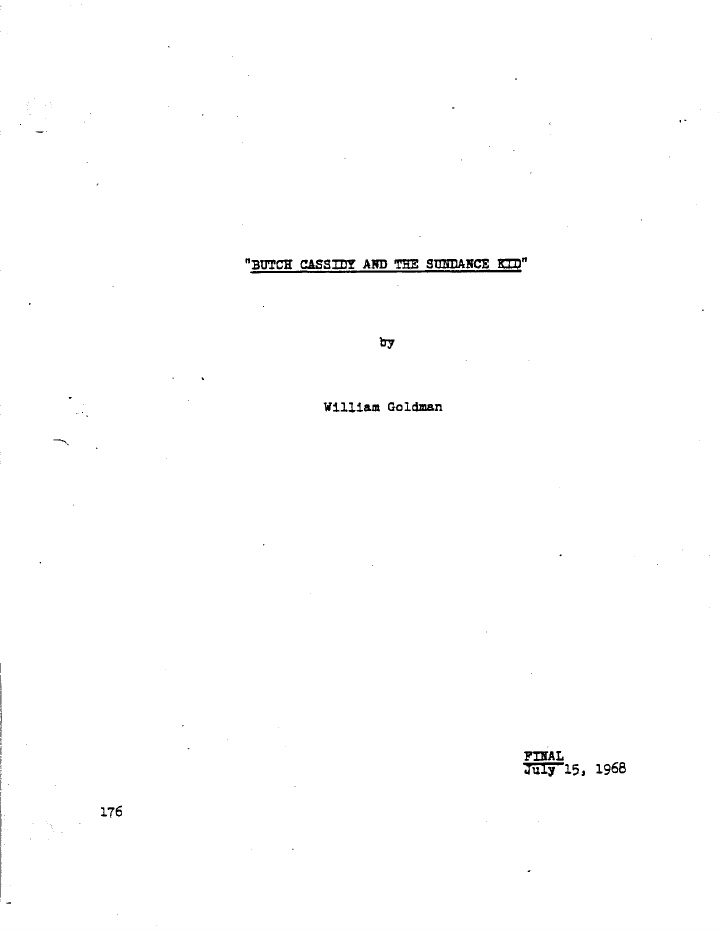 Butch Cassidy and the Sundance Kid screenplay first page