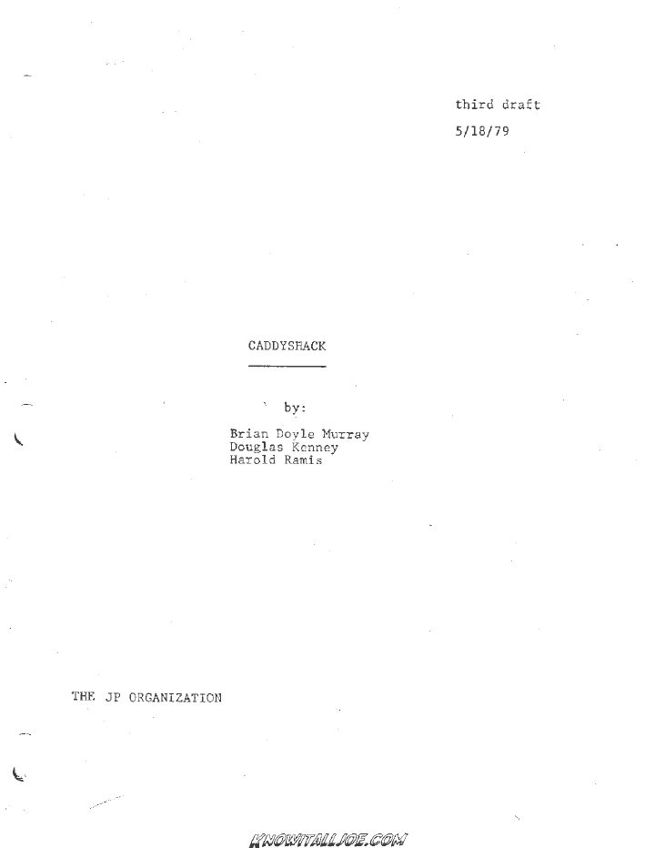 Caddyshack screenplay first page