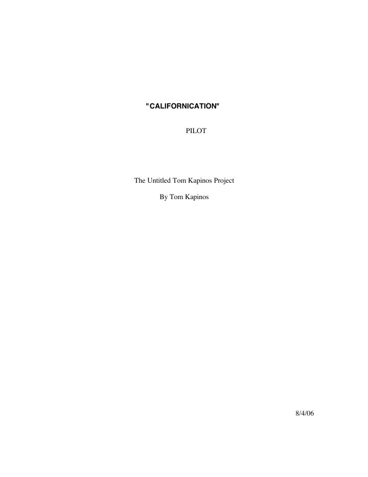 Californication: 101: Pilot screenplay first page