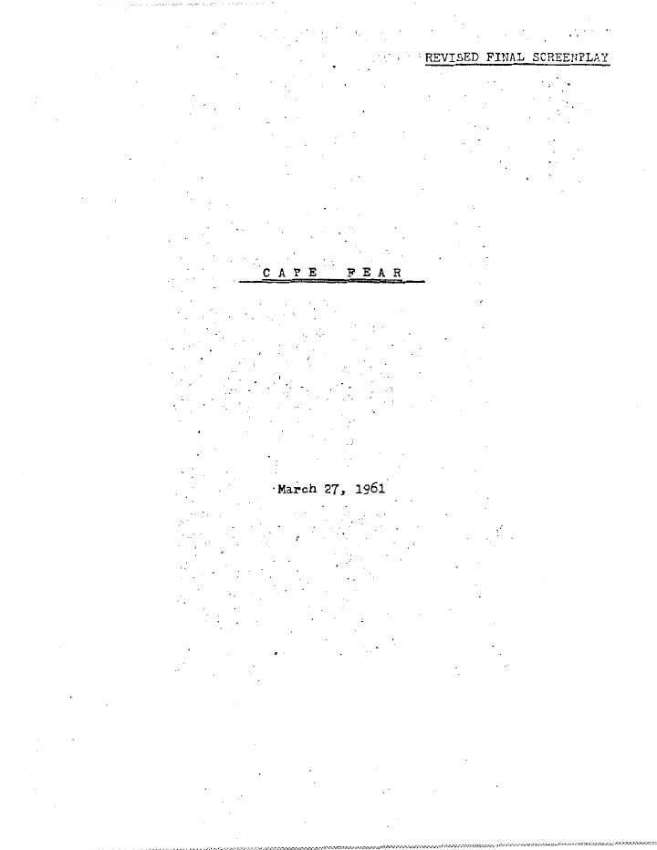 Cape Fear screenplay first page
