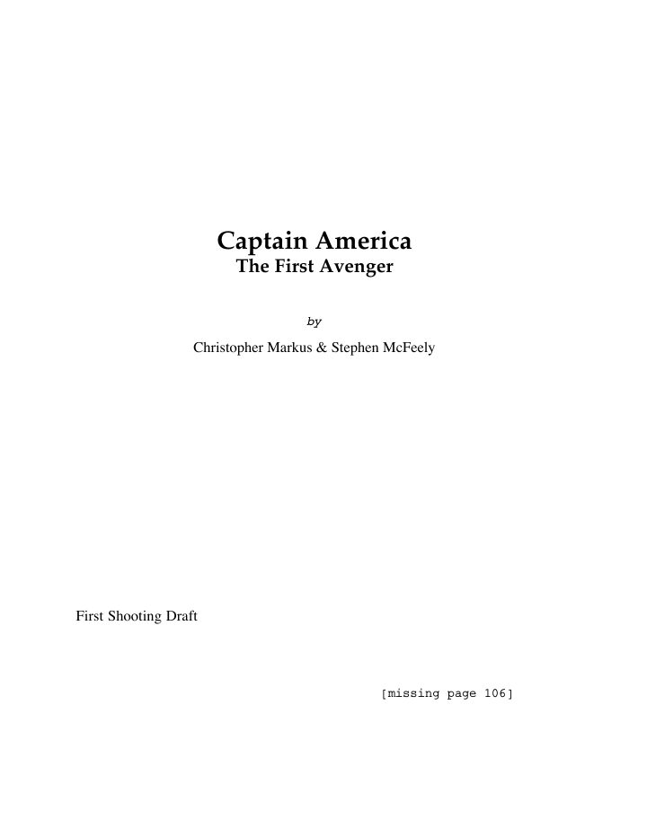 Captain America: The First Avenger screenplay first page