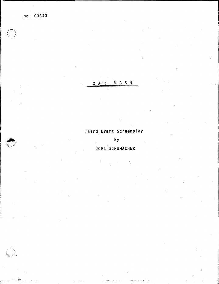 Car Wash screenplay first page