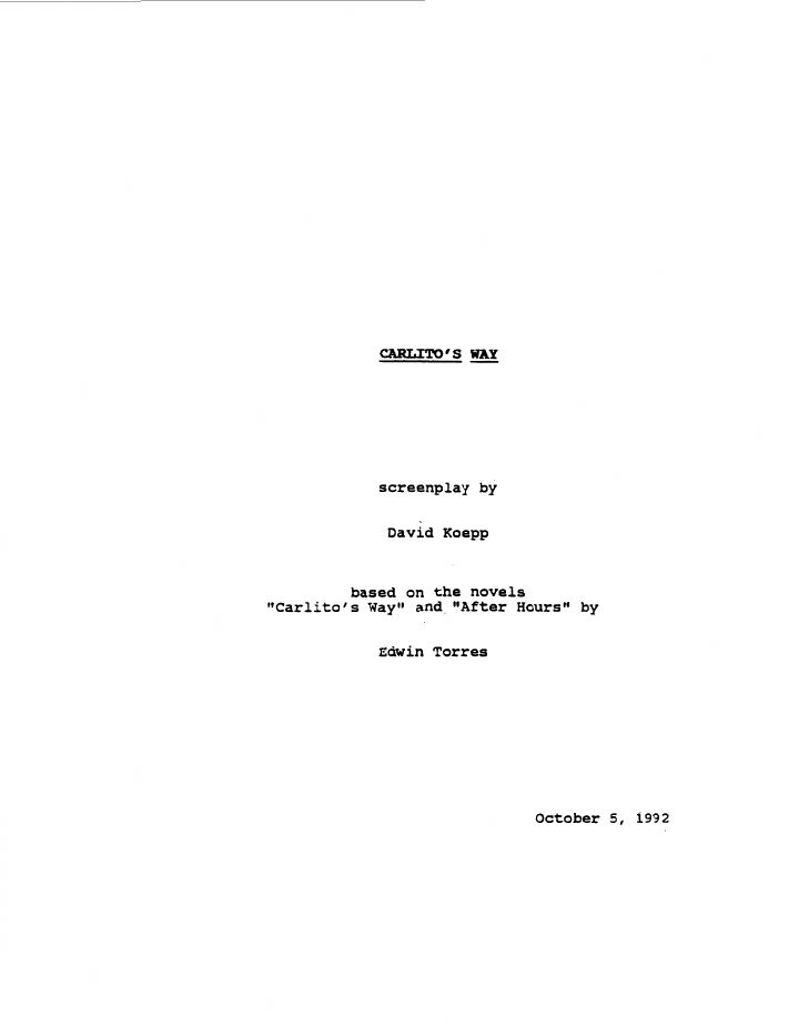Carlito's Way screenplay first page