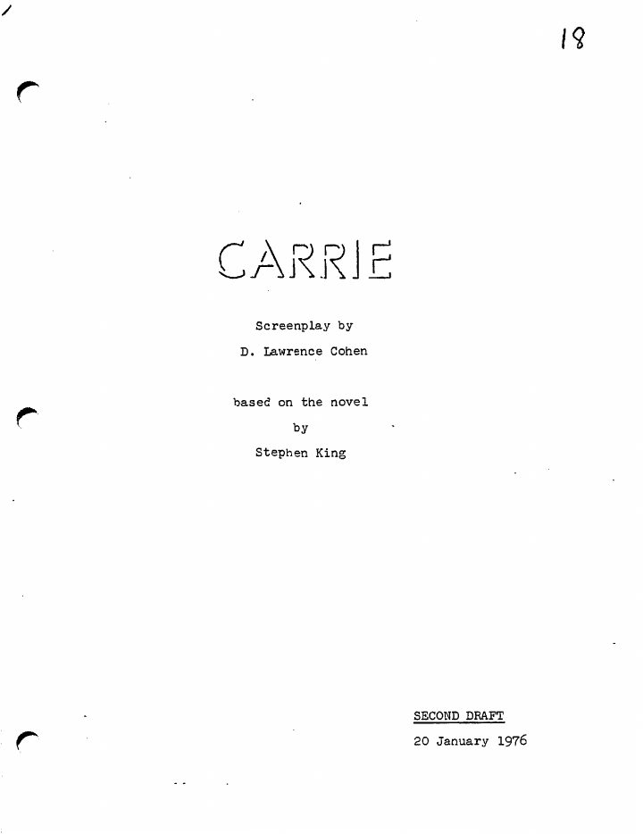 Carrie screenplay first page